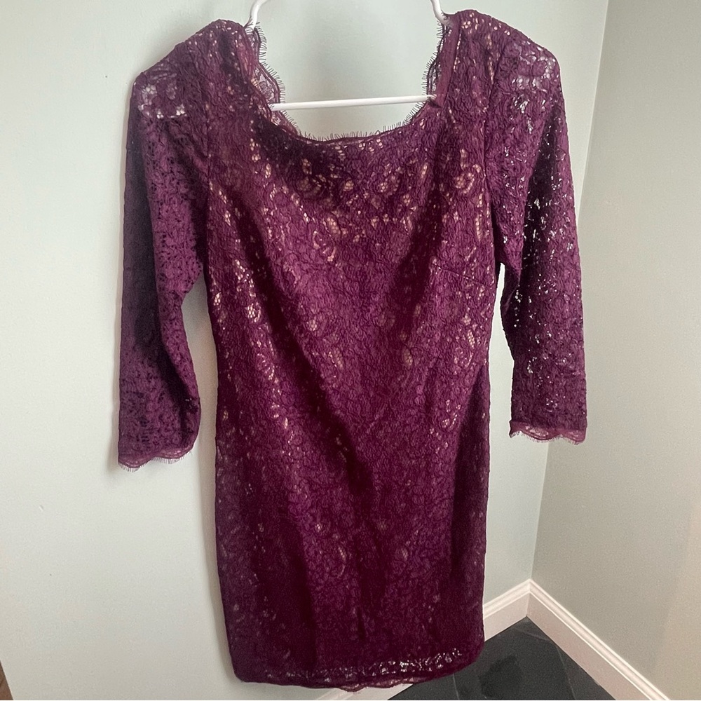 Adrianna Papell Deep Purple Lace Dress